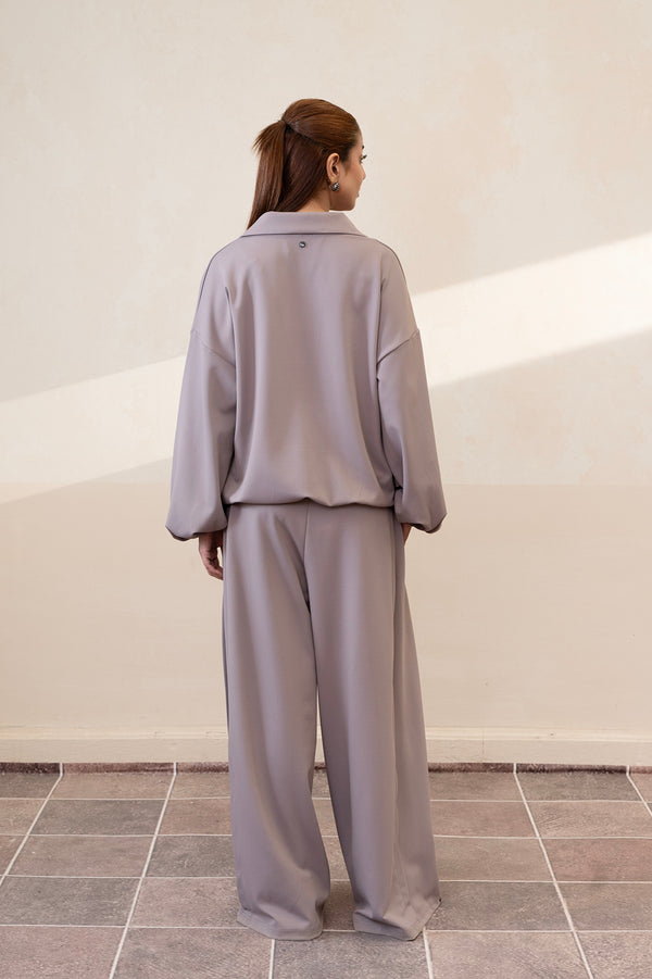 Slitline Wide-Leg Purple Dove Trouser