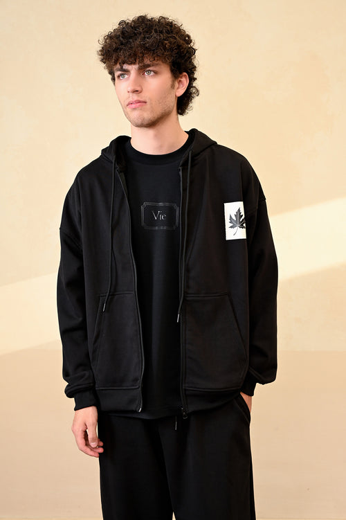 Zipline Jet Black Essential Hoodie