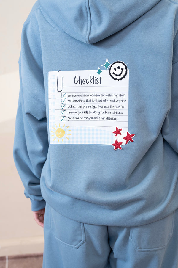 Placket Dusty Blue Hoodie