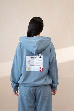 Placket Dusty Blue Hoodie