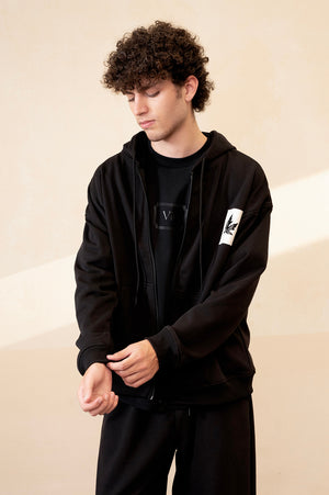 Zipline Jet Black Essential Hoodie