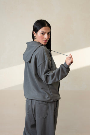 Relaxed Gunmetal Hoodie