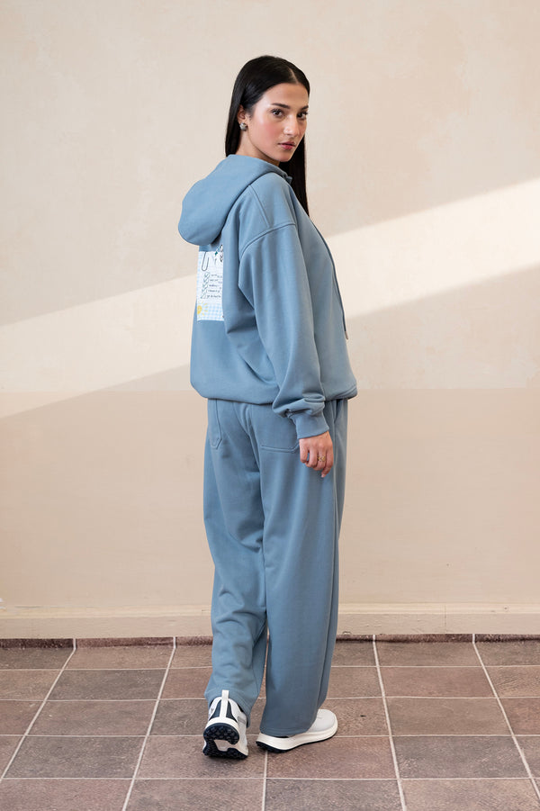 Placket Dusty Blue Hoodie