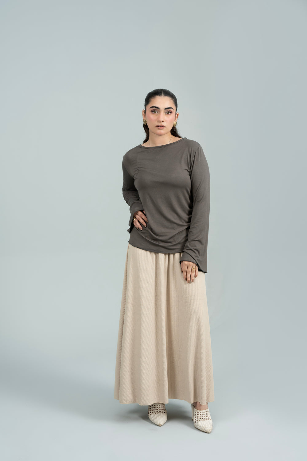 Sera Bell-Sleeve Olive Top