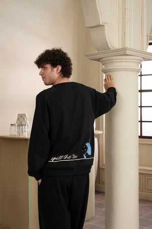Spill The Tea Jet Black Sweat Shirt