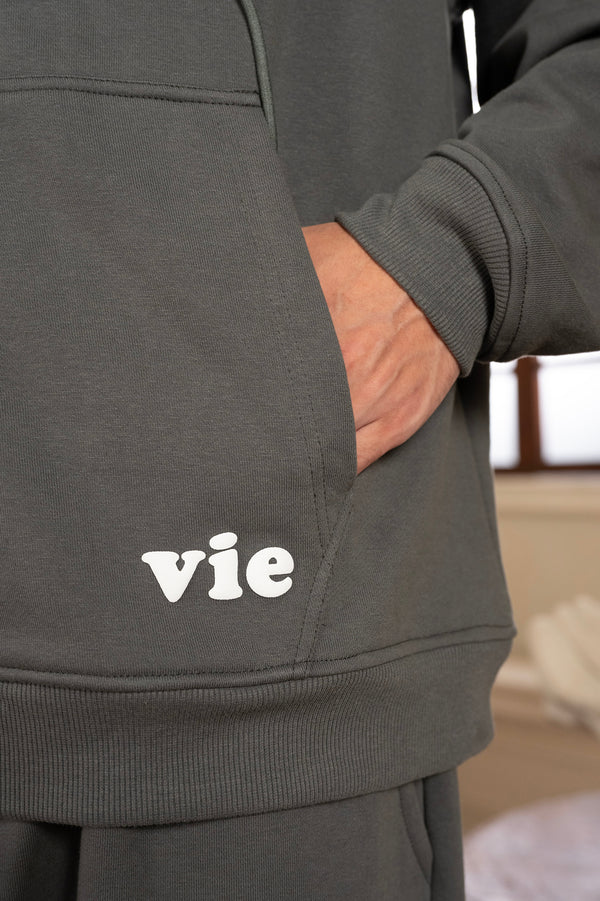 Raglan Gunmetal Zip Hoodie