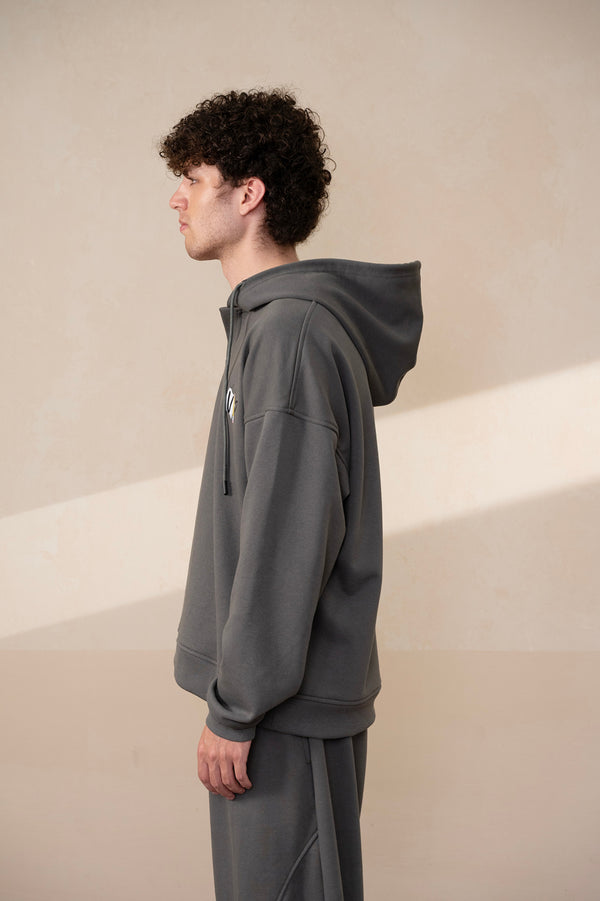 Placket Gunmetal Hoodie