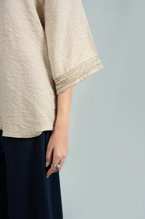 Mode Stand-Collar Beige Shirt