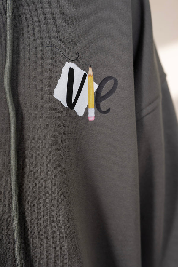Placket Gunmetal Hoodie