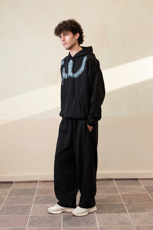 Relaxed Jet Black Hoodie