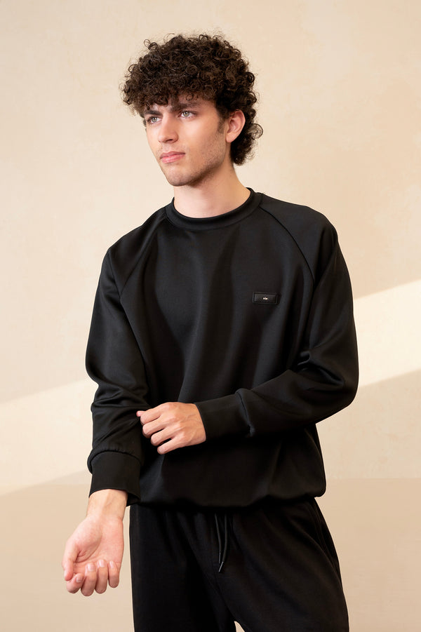 Raglan Jet Black Oversized Sweat