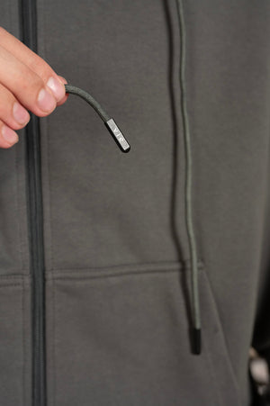 Raglan Gunmetal Zip Hoodie