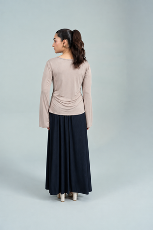Sera Bell-Sleeve Beige Top
