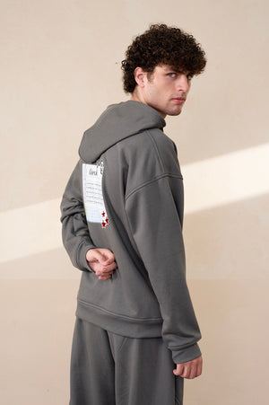 Placket Gunmetal Hoodie