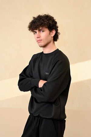 Raglan Jet Black Oversized Sweat