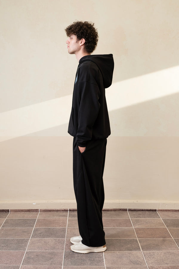 Relaxed Jet Black Hoodie