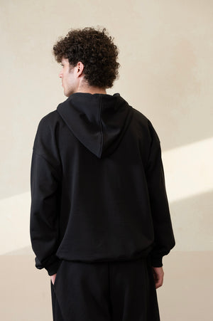 Relaxed Jet Black Hoodie