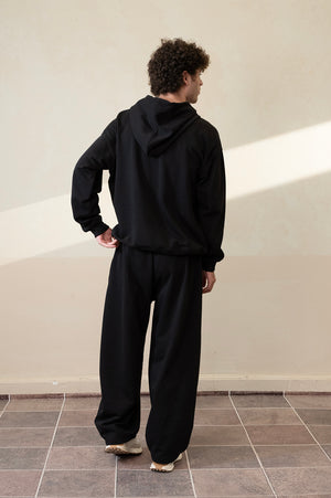 Relaxed Jet Black Hoodie