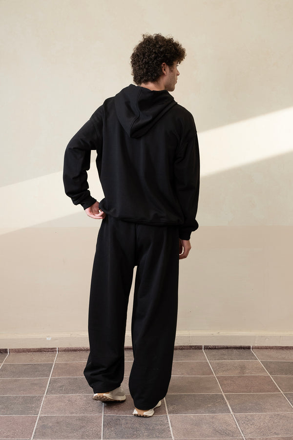 Relaxed Jet Black Hoodie