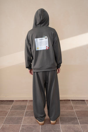 Placket Gunmetal Hoodie