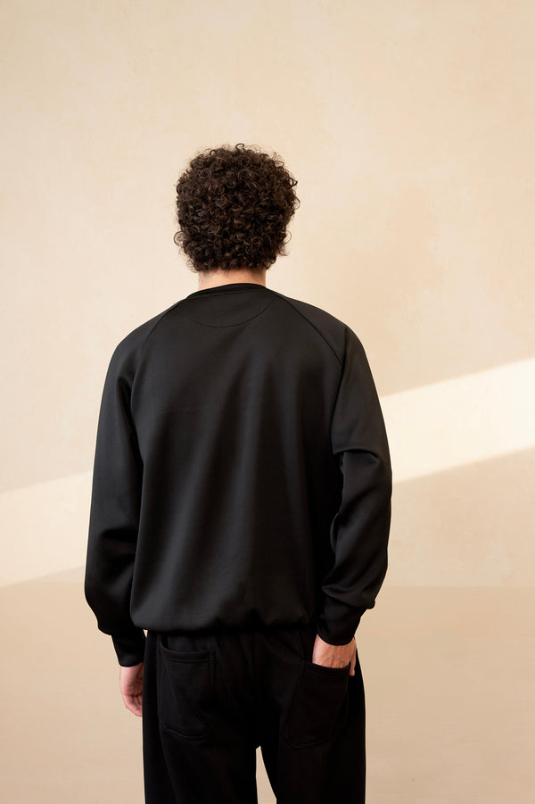 Raglan Jet Black Oversized Sweat
