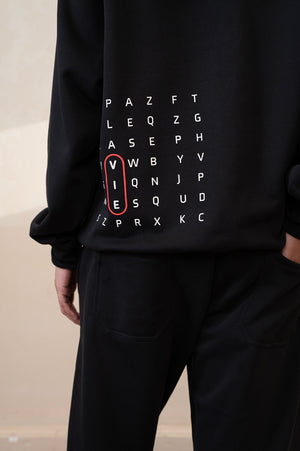 Raglan Jet Black Zip Hoodie
