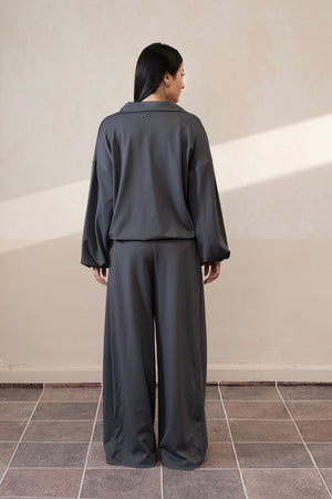 Oversized Intent Gray Pinstripe Top