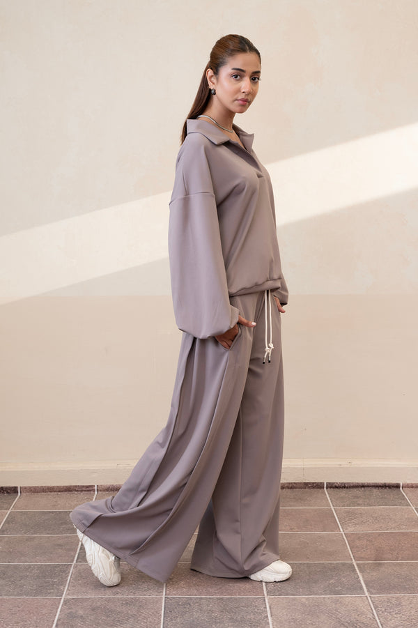 Slitline Wide-Leg Purple Dove Trouser