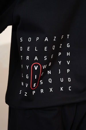 Raglan Jet Black Zip Hoodie