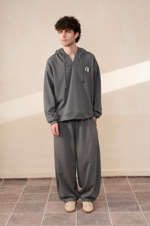 Placket Gunmetal Hoodie