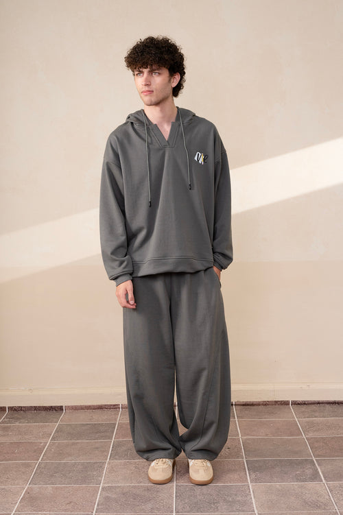 Placket Gunmetal Hoodie