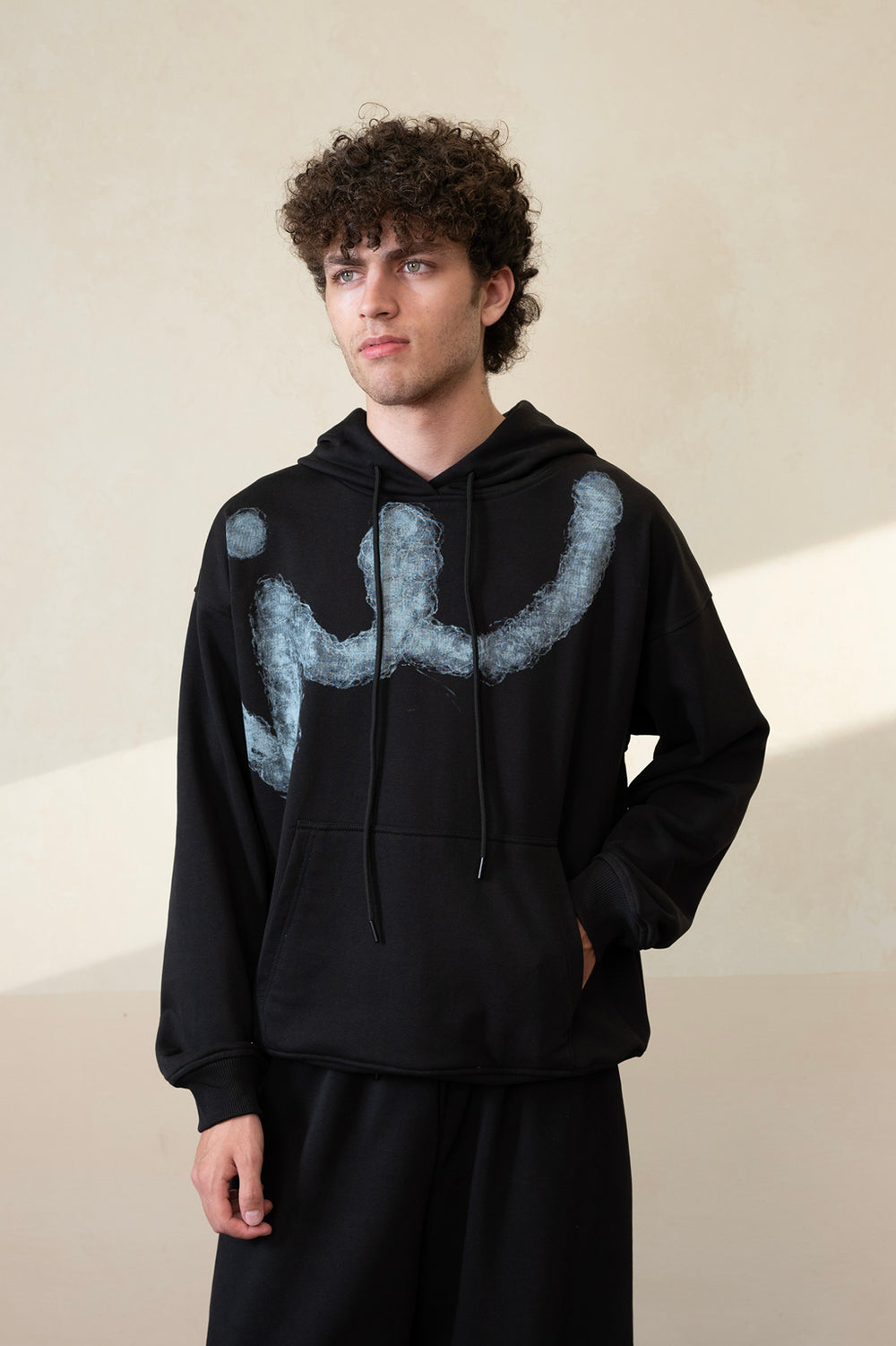 Relaxed Jet Black Hoodie