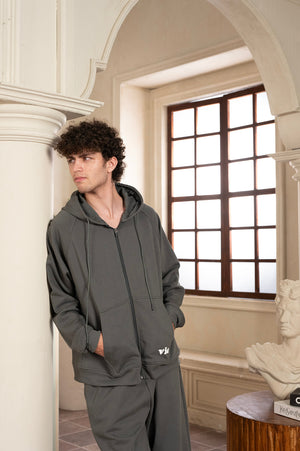 Raglan Gunmetal Zip Hoodie