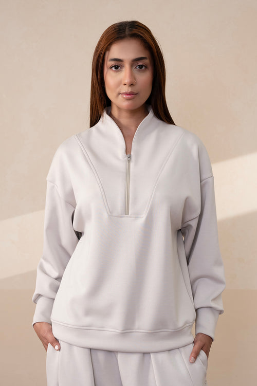 Half-Zip Silver Grey Studio Sweat